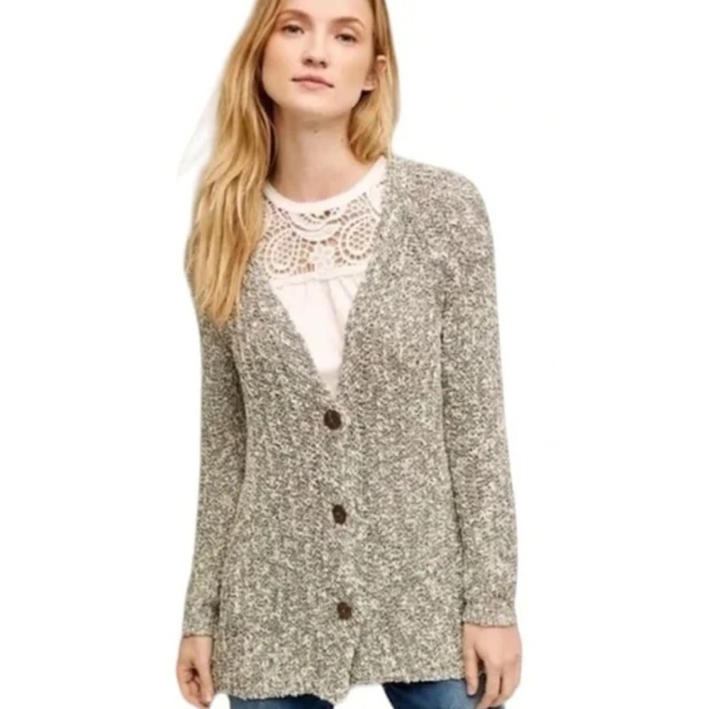 Angel Of The North Anthro Womens Mori Knit Cardigan Medium Grey Boho Preppy City